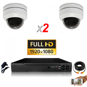 KIT vidéosurveillance AHD 2 Caméras Dômes Motorisée PTZ IR 20m FULL HD 1080P Enregistreur DVR AHD FULL HD 1000 Go  Vidéo surveil