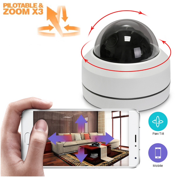 Kit vidéosurveillance 2 caméras dômes motorisées PTZ zoom X3