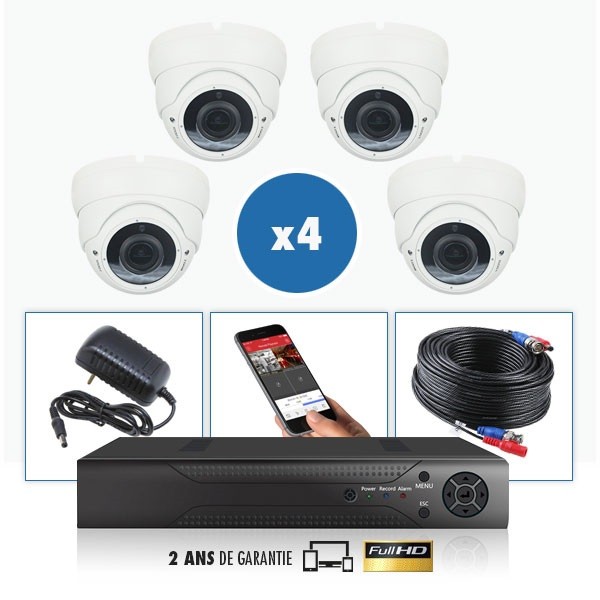 kit video surveillance professionnel 2 cameras ahd exterieures domes infrarouge 20m capteur sony 960p enregistreur numerique dvr
