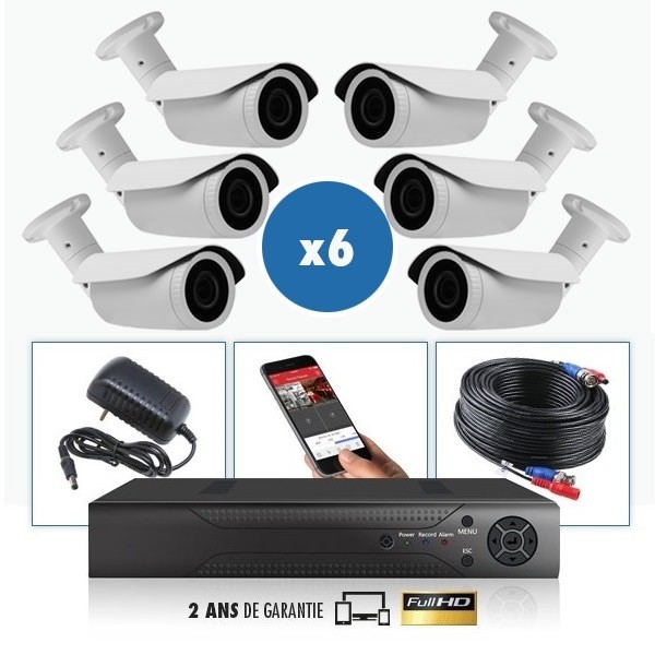 kit video surveillance professionnel 8 cameras ahd exterieures tubes infrarouge 20m capteur sony 960p enregistreur numerique dvr