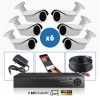 kit vidéo surveillance professionnel HD 6 Caméras tubes exterieures SONY FULL HD 1080P Enregistreur DVR AHD disque dur Pack vidé