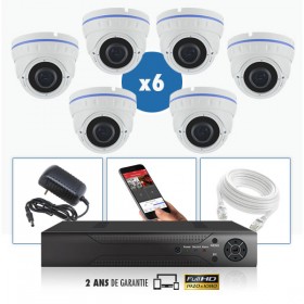 kit vidéo surveillance professionnel HD 6 Caméras IP POE Dômes IR SONY FULL HD 1080P Enregistreur NVR AHD disque dur Pack vidéo 