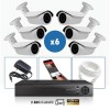 kit vidéo surveillance professionnel HD 6 Caméras IP POE tubes IR SONY FULL HD 1080P Enregistreur NVR AHD disque dur Pack vidéo 