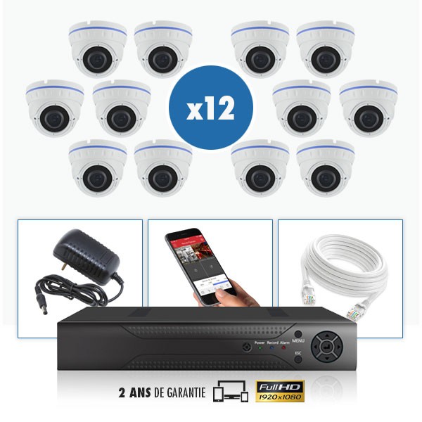 Kit vidéosurveillance 12 caméras IP POE PRO FULL HD 1080P SONY 2.4 MP