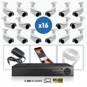 kit vidéo surveillance professionnel HD 16 Caméras IP exterieures POE tubes IR SONY FULL HD 1080P Enregistreur NVR AHD disque du