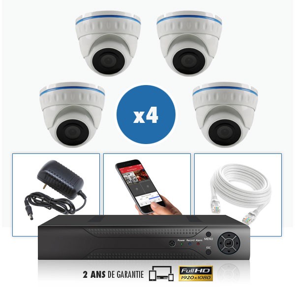 kit vidéo surveillance professionnel AHD 4 Caméras IP POE Dômes IR SONY FULL HD 1080P Enregistreur NVR AHD disque dur Packs vidé