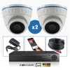 KIT vidéo  AHD 2 Caméras domes IR 20m 4 MegaPixels et Enregistreur DVR AHD 4 MegaPixels 1000 Go / Pack de vidéo surveillance
