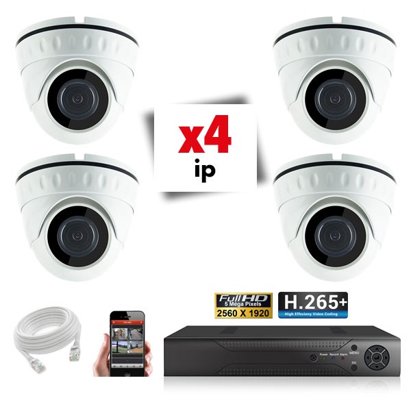 Kit vidéosurveillance 4 caméras IP POE PRO FULL HD H265 5MP