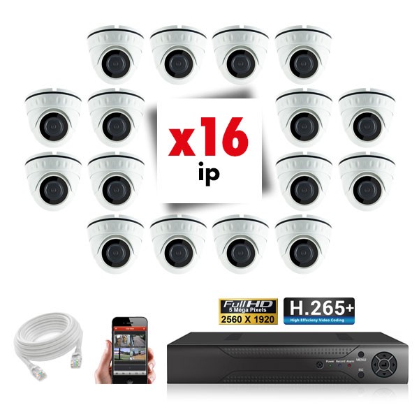 Kit vidéosurveillance 16 caméras IP POE PRO FULL HD H265 5MP
